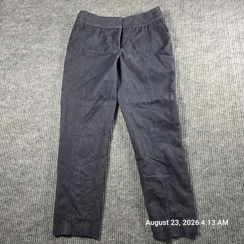 Peter Nygard Petites Dark Wash Denim Trousers Straight Leg Pants Blue Size 4P
